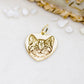 ciondolo gatto personalizzato charm cuore in argento bagnato oro giallo