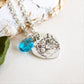 collana con charm a cuore personalizzato e cristallo azzurro