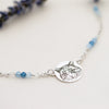 collana personalizzata pietra semipreziosa acquamarina e ritratto del tuo animale domestico. Perline di vera acquamarina